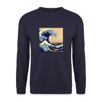 Welle von kanagawa,Welle, illustration,Japan - Unisex Pullover - Navy - Vorne - Alina (178cm) & Michal (187cm)