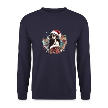 Fräulein Santa - Unisex Pullover - Navy - Vorne - Alina (178cm) & Michal (187cm)