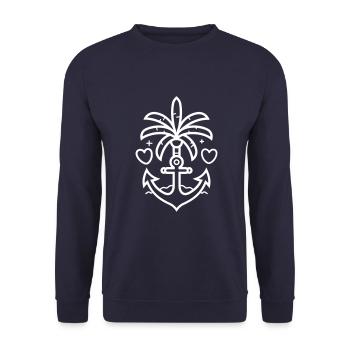 Palm Tree Anchor Heart Love - Unisex Sweatshirt - navy - Front - Alina (178cm) & Michal (187cm)