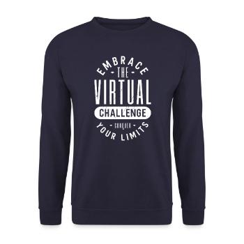 SIMRACING - Embrace the Virtual Challenge Vintage - Unisex Sweatshirt - navy - Front - Alina (178cm) & Michal (187cm)