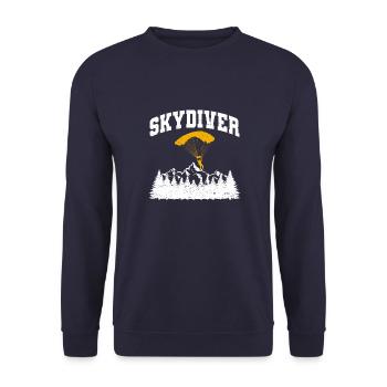 Fallschirm Fallschirmspringer Parachuter Vintage - Unisex Pullover - Navy - Vorne - Alina (178cm) & Michal (187cm)