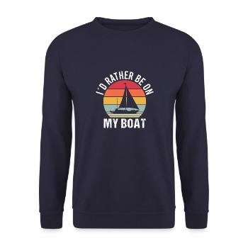 Yacht Motorboot Vintage Segler Sprüche - Unisex Pullover - Navy - Vorne - Alina (178cm) & Michal (187cm)