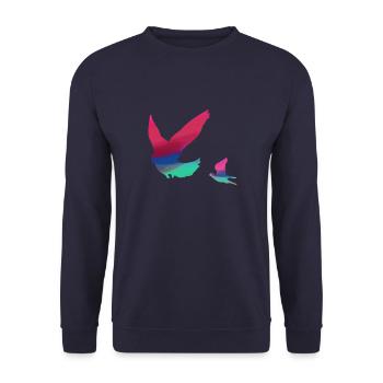 oiseaux, coloré, aquarelle, pigeons, mouches - Sweat-shirt Unisexe - marine - Devant - Alina (178cm) & Michal (187cm)