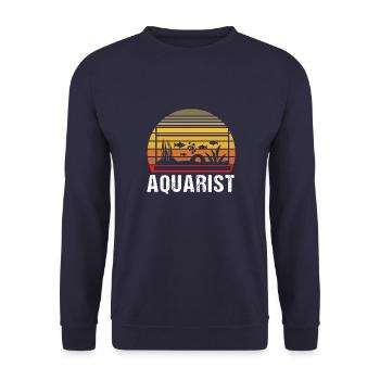 Aquarium Aquarianer Fisch Vintage Unter Wasser - Unisex Pullover - Navy - Vorne - Alina (178cm) & Michal (187cm)