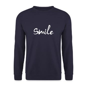 Smile, happy and smiling, good mood - Unisex Sweatshirt - navy - Front - Alina (178cm) & Michal (187cm)