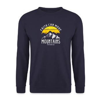 Faith can move Mountains, Christian gift. - Unisex Sweatshirt - navy - Front - Alina (178cm) & Michal (187cm)