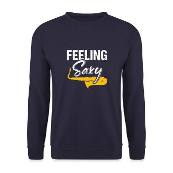 Saxophone Saxophonist Vintage Sprüche - Unisex Pullover - Navy - Vorne - Alina (178cm) & Michal (187cm)