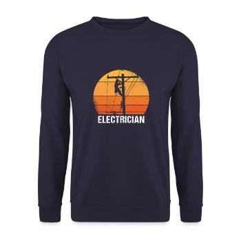 Elektriker Elektroniker Vintage Betriebselektriker - Unisex Pullover - Navy - Vorne - Alina (178cm) & Michal (187cm)