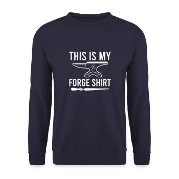 Schmied Schmieden Forger Blacksmithing Vintage - Unisex Pullover - Navy - Vorne - Alina (178cm) & Michal (187cm)
