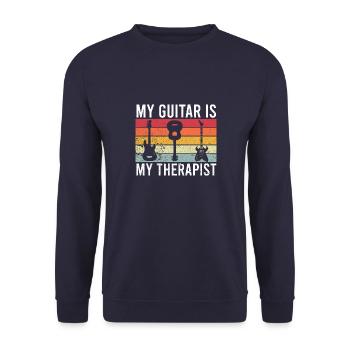 Gitarre Gitarrist Guitarist Vintage Musician Musik - Unisex Pullover - Navy - Vorne - Alina (178cm) & Michal (187cm)