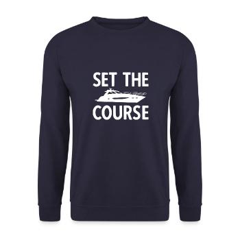 Yacht Segelschiff Vintage Sailing Sprüche - Unisex Pullover - Navy - Vorne - Alina (178cm) & Michal (187cm)