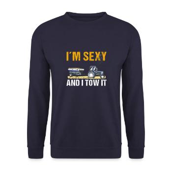 Tractor Pulling Tractor Driver Tractor Puller - Unisex Pullover - Navy - Vorne - Alina (178cm) & Michal (187cm)