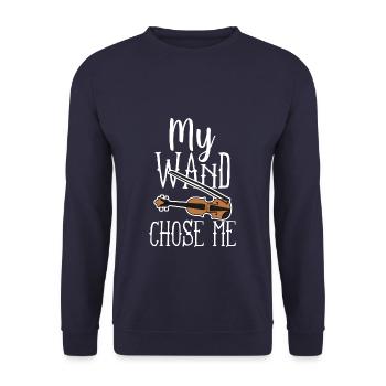 Funny Violin My Wand Chose Me - Unisex Pullover - Navy - Vorne - Alina (178cm) & Michal (187cm)