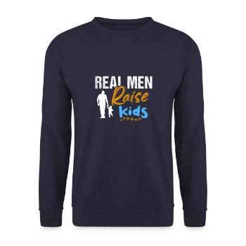 Vater Papa Vatertags Designs zum Vatertag - Unisex Pullover - Navy - Vorne - Alina (178cm) & Michal (187cm)