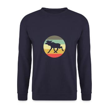 Cadeau vintage retro moose pour les vacances en Suède - Sweat-shirt Unisexe - marine - Devant - Alina (178cm) & Michal (187cm)