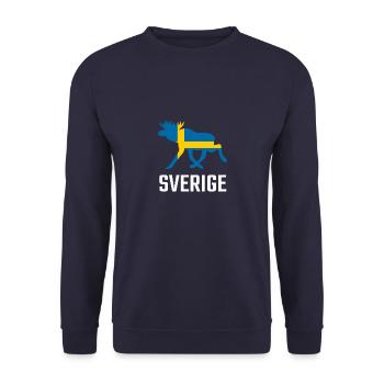 Schweden Sverige Elch Flagge für Urlaub & Reise - Unisex Pullover - Navy - Vorne - Alina (178cm) & Michal (187cm)