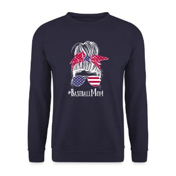Baseball Mom USA - Unisex Pullover - Navy - Vorne - Alina (178cm) & Michal (187cm)