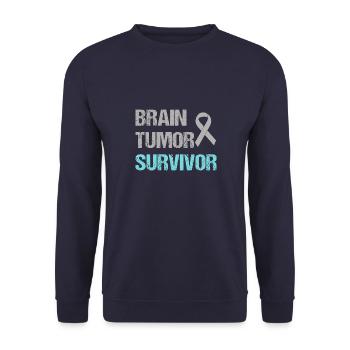 Brain Tumor Vintage Gehirn Tumor Sayings - Unisex Pullover - Navy - Vorne - Alina (178cm) & Michal (187cm)