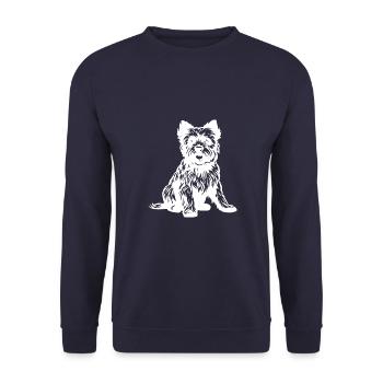Yorkshire Terrier Hund Silhouette - Unisex Pullover - Navy - Vorne - Alina (178cm) & Michal (187cm)
