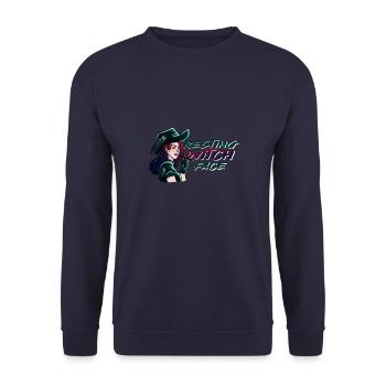 Ruhendes Hexengesicht Lustiges Halloween - Unisex Pullover - Navy - Vorne - Alina (178cm) & Michal (187cm)