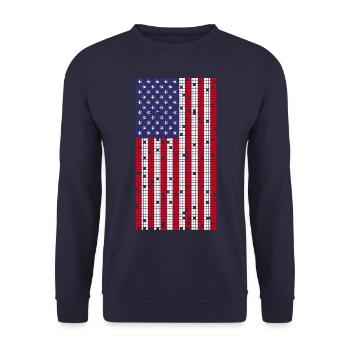 8Bit Retro 4 juillet États-Unis - Sweat-shirt Unisexe - marine - Devant - Alina (178cm) & Michal (187cm)