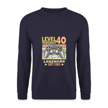 40. Geburtstag Gamer zocken Geburtstjahr 1983 - Unisex Pullover - Navy - Vorne - Alina (178cm) & Michal (187cm)