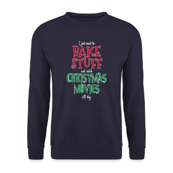 Bake Stuff Watch Filme Weihnachtskuchen Back Geschenk - Unisex Pullover - Navy - Vorne - Alina (178cm) & Michal (187cm)