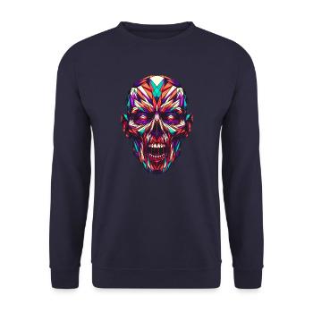 Geometrischer Zombie: Lebendige polygonale Kunst - Unisex Pullover - Navy - Vorne - Alina (178cm) & Michal (187cm)