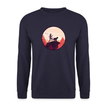 Course de canicross de cross-country avec chien Coureur de Canicross - Sweat-shirt Unisexe - marine - Devant - Alina (178cm) & Michal (187cm)