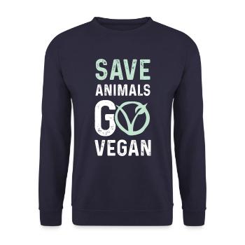 Végétalien bien-être animal - Sweat-shirt Unisexe - marine - Devant - Alina (178cm) & Michal (187cm)