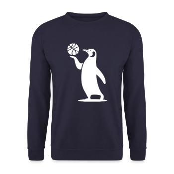 Pinguin Basketball Silhouette Minimalistisch Sport - Unisex Pullover - Navy - Vorne - Alina (178cm) & Michal (187cm)