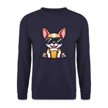 Chihuahua Hund Apres Ski Bier Comic - Unisex Pullover - Navy - Vorne - Alina (178cm) & Michal (187cm)