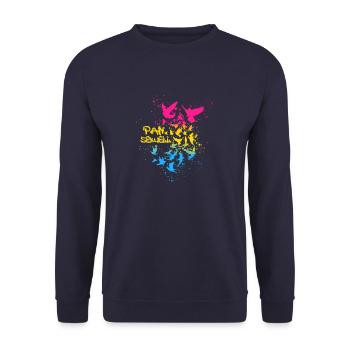 pansexuell,tauben,vögel,LGBT,bunt,graffiti - Unisex Pullover - Navy - Vorne - Alina (178cm) & Michal (187cm)
