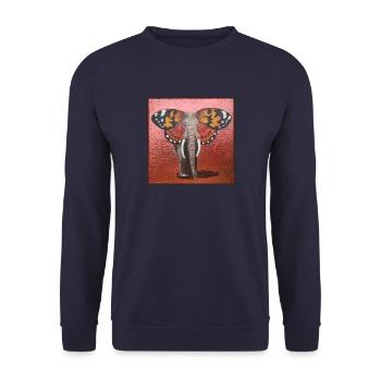 Éléphant papillon - Sweat-shirt Unisexe - marine - Devant - Alina (178cm) & Michal (187cm)