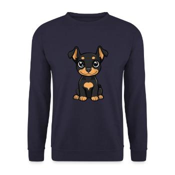 Doberman Hund Niedlich - Unisex Pullover - Navy - Vorne - Alina (178cm) & Michal (187cm)