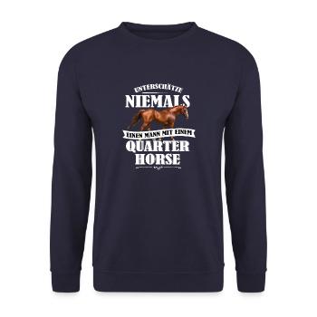 UNM Quarter Horse Shirt - Unisex Pullover - Navy - Vorne - Alina (178cm) & Michal (187cm)