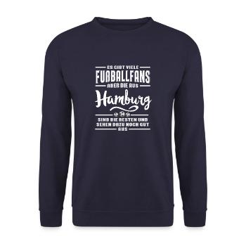 Fußball Hamburg - Unisex Pullover - Navy - Vorne - Alina (178cm) & Michal (187cm)