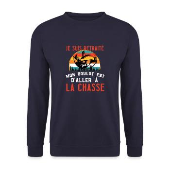 Je suis retraité mon boulot est d'aller la chasse - Sweat-shirt Unisexe - marine - Devant - Alina (178cm) & Michal (187cm)