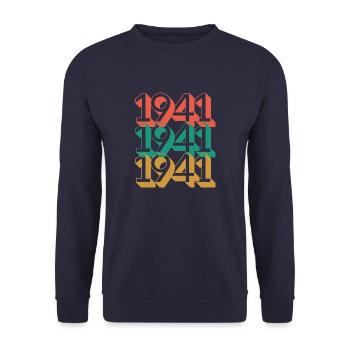 Anniversaire année 1941 / Vintage 1941 / Rétro 41 - Sweat-shirt Unisexe - marine - Devant - Alina (178cm) & Michal (187cm)