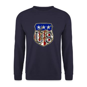 US 4th July - Unisex Pullover - Navy - Vorne - Alina (178cm) & Michal (187cm)