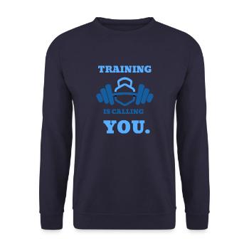 Bodybilding Gym T Shirt - Sweat-shirt Unisexe - marine - Devant - Alina (178cm) & Michal (187cm)