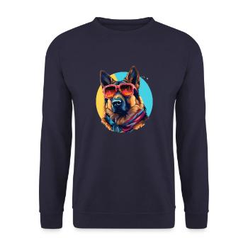 Urban Guardian: Sheepdog street vibes - Unisex Sweatshirt - navy - Front - Alina (178cm) & Michal (187cm)