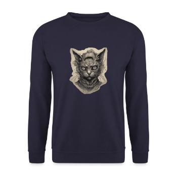 Horror / Cat / Kitty / Halloween / Creepy - Unisex Sweatshirt - navy - Front - Alina (178cm) & Michal (187cm)