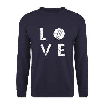 Lustiges Kricket Spruch Vintage Cricket Spiel - Unisex Pullover - Navy - Vorne - Alina (178cm) & Michal (187cm)