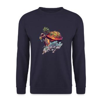 Funny Turtle Shirt - Unisex Sweatshirt - navy - Front - Alina (178cm) & Michal (187cm)