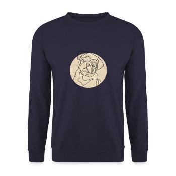 MOPS IM RETRO-STIL - Unisex Pullover - Navy - Vorne - Alina (178cm) & Michal (187cm)