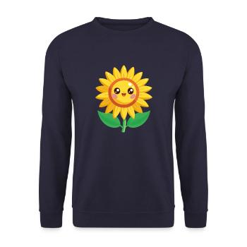 eine fröhliche Sonnenblume - Unisex Pullover - Navy - Vorne - Alina (178cm) & Michal (187cm)