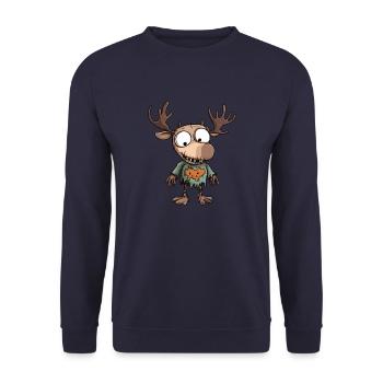Elch Halloween Lustig Zombie - Unisex Pullover - Navy - Vorne - Alina (178cm) & Michal (187cm)