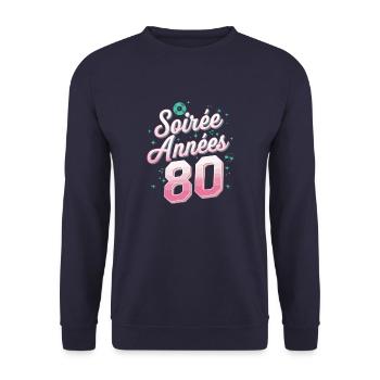 Soirée Année 80 - Sweat-shirt Unisexe - marine - Devant - Alina (178cm) & Michal (187cm)