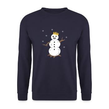 It's snowing around the King of Snowmen - Unisex Sweatshirt - navy - Front - Alina (178cm) & Michal (187cm)